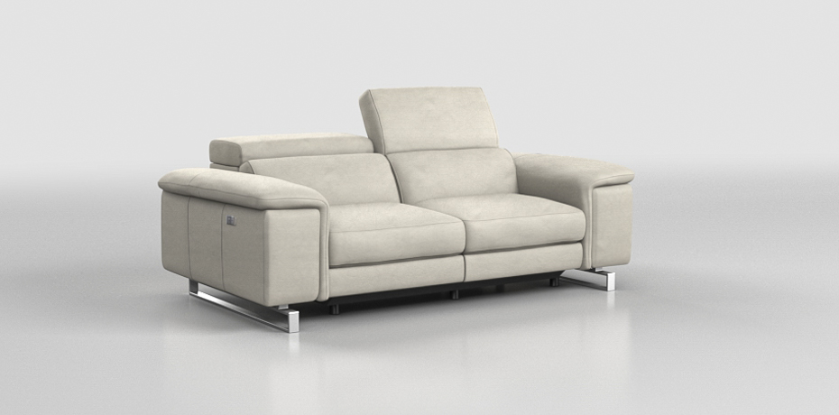 Delebio - 3 seater sofa with 2 electric recliners Metal leg